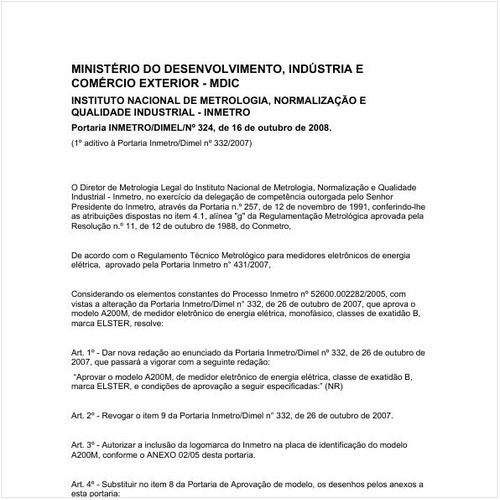 Portaria DIMEL/INMETRO 324:2008 - Situação: Revisto