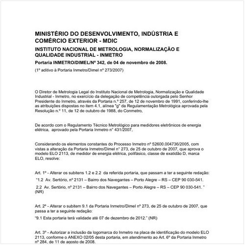 Portaria DIMEL/INMETRO 342:2008 - Situação: Revisto
