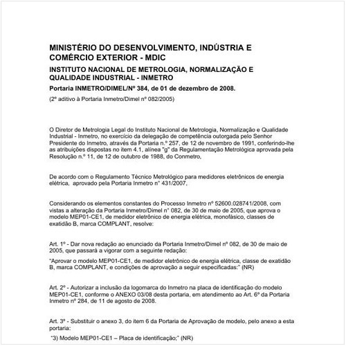 Portaria DIMEL/INMETRO 384:2008 - Situação: Revisto